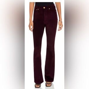NWT rag & bone Elephant Bell Corduroy High Rise Flare Jeans Burgundy Sz 25